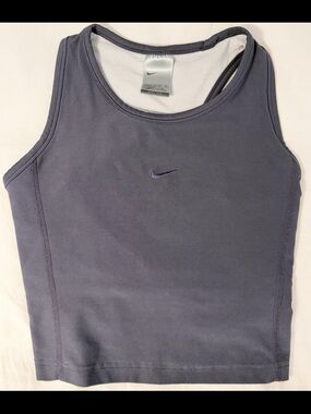 Nike Dri-Fit Racerback Crop Tank Top Dark Gray XS Athletic